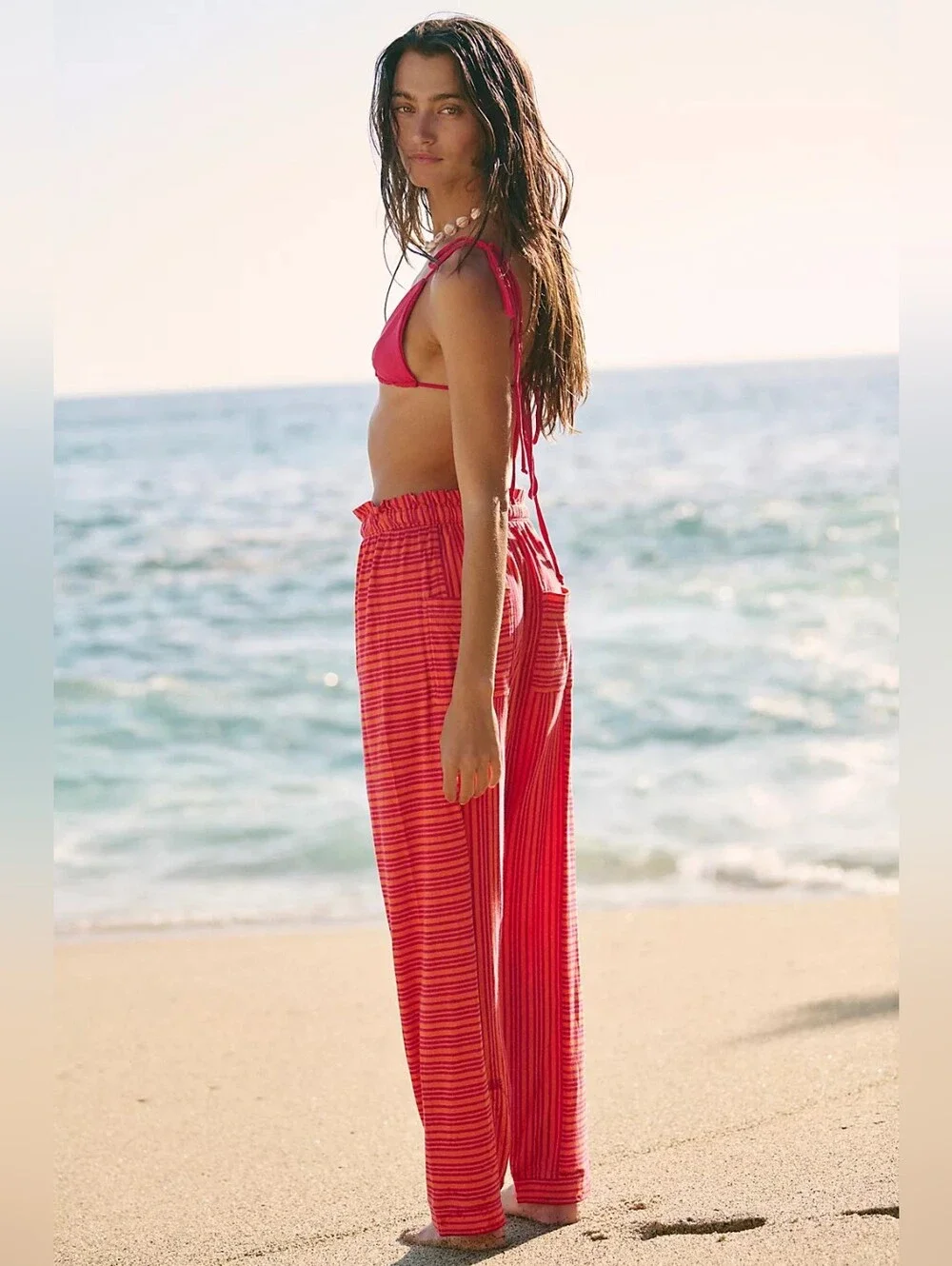 NWT Free People free-est Holten Cotton-Jersey Harem Pants Size M Tangerine Combo
